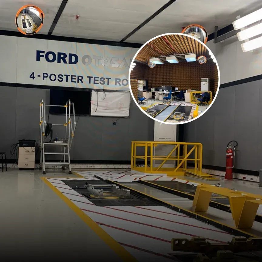 Tratament acustic industrial pentru sala de testare a vehiculelor