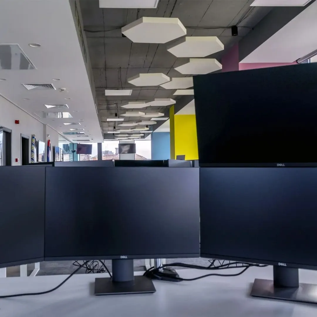 Panouri acustice instalate într-un birou vibrant